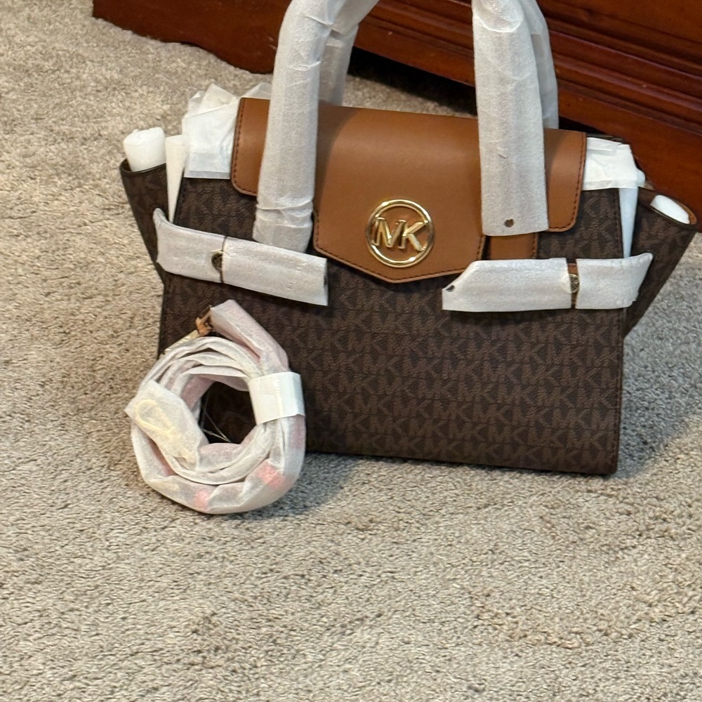 Michael Kors Dark Brown and Tan Satchel